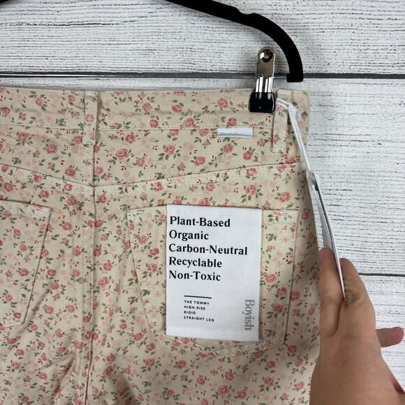 Boyish Women's High Rise Tommy Desert Rose Floral Ivory Straight Jeans Size 30 - Picture 6 of 10
